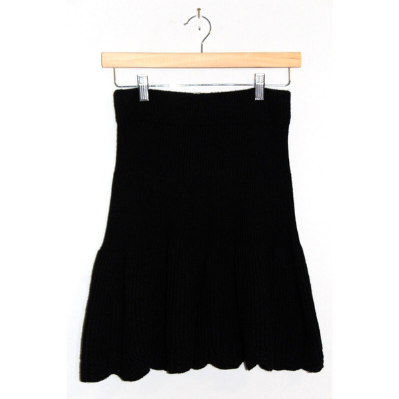 Anthropologie Leifnotes Women's XS Black Ribbed Knit Stretch Waist Sweater Skirt - Picture 3 of 4